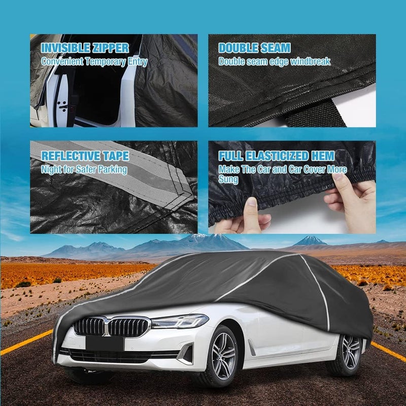 BERKSYDE Waterproof Car Cover Compatible for BMW M5 M550i M550 528i 530i 530e 535i 535d 540i 550i 2004-2024 All Weather 6 Layers Full Car Cover with Storage Bag - Image 3